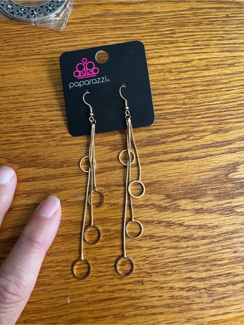 paparazzi Gold Long Multi-Ring Dangle Earrings